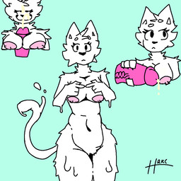 anthro bodily_fluids breast_play breasts crossgender cum cum_on_face duo female fingers_together fur genital_fluids genitals handjob humanoid_genitalia humanoid_penis looking_at_viewer male male/female mtf_crossgender nude penile penis sex simple_background solo titfuck white_body white_fur hrkc silly_cat_(mauzymice) 1:1 aliasing digital_media_(artwork) multiple_images signature