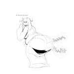 2_horns anthro belly bent_over big_butt blush bodily_fluids breasts butt clothed clothing crouching dialogue dress eyes_closed fart fart_cloud fart_fetish female floppy_ears horn huge_butt lop_ears overweight overweight_anthro overweight_female panty_lines rear_view robe rumbling_stomach simple_background smelly solo sound_effects straining sweat text white_background grindavikbydaylight undertale undertale_(series) toriel boss_monster_(undertale) bovid caprine mammal 1:1 2023 black_and_white english_text hi_res monochrome