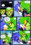 anthro big_breasts breasts dialogue duo female male male/female text waking_up raianonzika superbunnygt sega sonic_the_hedgehog_(series) sonic_the_hedgehog the_deadly_six zeena eulipotyphlan hedgehog mammal zeti absurd_res comic digital_media_(artwork) english_text hi_res