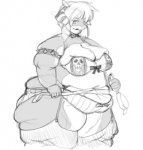 accessory anthro bra clothing female garter looking_at_viewer obese obese_anthro obese_female overweight overweight_anthro overweight_female smile solo underwear unknown_artist elmelie fish marine shark monochrome sketch