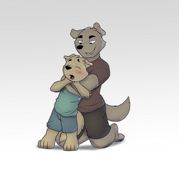 abuse age_difference anthro asphyxiation blush bodily_fluids choking crying duo grin kneeling male open_mouth size_difference smile standing tears young young_anthro young_male forrest_(artist) canid canine canis domestic_dog mammal 1:1 compression_artifacts father_(lore) father_and_child_(lore) father_and_son_(lore) parent_(lore) parent_and_child_(lore) parent_and_son_(lore) son_(lore)