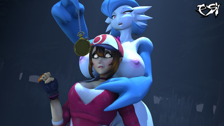 big_breasts blue_body blue_hair breasts brown_hair clock clothed clothed_female clothed_human clothing duo female female/female hair holding_pocketwatch hypnosis mind_control multicolored_body nude nude_female nude_humanoid pocketwatch spiral spiral_eyes two_tone_body watch white_body psikokinetic warfaremachine_(modeler) nintendo pokemon pokemon_trainer warfare_gardevoir gardevoir generation_3_pokemon human humanoid mammal pokemon_(species) shiny_pokemon 16:9 2025 3d_(artwork) digital_media_(artwork) hi_res widescreen