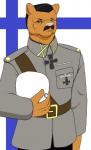 alternate_species anthro clothed clothing finland finnish_flag furrification hat headgear headwear male solo uniform droll3 baron_carl_gustaf_emil_mannerheim mammal unknown_species digital_media_(artwork) half-length_portrait hi_res portrait