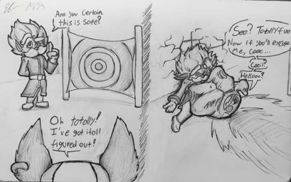 2_panel_comic abdominal_bulge accidental_vore anthro belly clothing cracked_wall dialogue duo ear_piercing ear_ring face_imprint facial_hair hand_on_head imprint male male/male male_pred male_prey mustache oral_vore piercing ring_piercing same_size_vore stretchy_bulge talking_to_pred target text unconscious vore nommsalotl league_of_legends riot_games tencent heimerdinger_(lol) ziggs_(lol) yordle absurd_res comic english_text hi_res sketch traditional_media_(artwork)