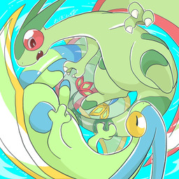 3_fingers ambiguous_gender antennae_(anatomy) back_wings blue_background claws curled_up cute_fangs duo eyes_closed fangs featureless_feet feet feral fingers green_body highlights_(coloring) kemono looking_at_viewer markings open_mouth simple_background tail teeth wings 0bon flygon_day nintendo pokemon flygon generation_3_pokemon pokemon_(species) shiny_pokemon 1:1 2026 digital_media_(artwork) hi_res shaded signature simple_shading