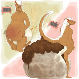 belly big_belly bloated bodily_fluids clothing diaper diaper_blowout excessive_feces fart fart_cloud fart_fetish feces feces_blowout green_fart_cloud hyper hyper_feces hyper_soiling male pooping scatplay smell smelly soiled_diaper soiling soiling_diaper solo sweat tail unclean_diaper used_diaper stinkybuns mythology dragon mythological_creature mythological_scalie scalie 1:1 hi_res