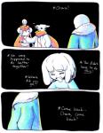 aftertale ambiguous_gender animated_skeleton black_background bodily_fluids bone clothing coat comic crying dialogue english_text frisk_(undertale) geno_sans_(aftertale) human humanoid loverofpiggies mammal not_furry papyrus_(undertale) sad sans_(undertale) scarf simple_background skeleton tears text topwear undead undertale undertale_(series)