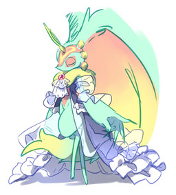 ambiguous_gender anthro antlers biped chest_tuft clothed clothing colored_nails countershade_torso countershading cravat digitigrade dipstick_tail dress eyes_closed fingernails fluffy fluffy_tail frilly frilly_clothing fur green_fingernails green_nails head_wings horn huge_wings markings mouthless multicolored_body multicolored_fur nails neck_tuft orange_body orange_fur simple_background solo tail tail_markings tan_body tan_fur teal_body teal_fur three-quarter_view tuft unusual_wing_placement white_background wings 0olqplo0 kirby_(series) kirby_and_the_forgotten_land nintendo fecto_elfilis alien chinchillid mammal rodent starling_(kirby) digital_drawing_(artwork) digital_media_(artwork) full-length_portrait portrait