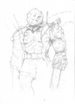 chainsaw male not_furry power_tool solo tools s-graff splatterhouse biggy_man demon monster graphite_(artwork) greyscale hi_res monochrome traditional_media_(artwork)