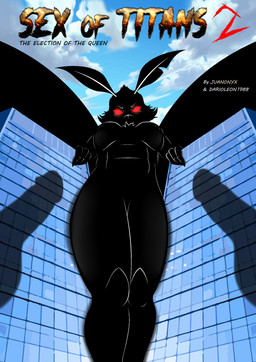 anthro breasts building city female humanoid_penis_outline penis_shadow shadow silhouette sky solo window juanonyx monsterverse mothra_(series) toho mothra kaiju absurd_res hi_res