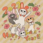 1:1 amayakasuneko ambiguous_gender chinese_zodiac domestic_cat english_text felid feline felis feral group hi_res holidays mammal mojacookie nagameruneko new_year official_art shikaruneko shikaruneko_(series) text ureuneko year_of_the_rabbit