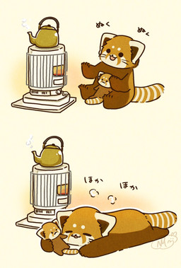 biped black_eyes brown_body chibi dot_eyes duo eyes_closed feral kemono lying open_mouth plushie simple_eyes sitting solo text shi_nominmin ailurid mammal red_panda 2024 hi_res japanese_text