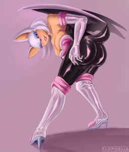 anthro armwear ass_up bat_wings big_breasts blush boots breasts cleavage clothed clothing elbow_gloves female footwear gloves hair handwear high_heeled_boots high_heels latex latex_boots latex_clothing latex_footwear latex_gloves latex_handwear latex_legwear legwear looking_at_viewer looking_back makeup membrane_(anatomy) membranous_wings one_eye_closed pose shoes short_hair short_tail suggestive_pose tail thigh_boots thigh_highs wings wink flophelia sega sonic_the_hedgehog_(series) rouge_the_bat bat mammal absurd_res hi_res pinup