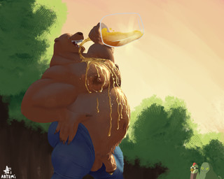 anthro balls barazoku belly biceps blue_bottomwear blue_clothing blue_pants bodily_fluids bottomwear brown_body claws clothed clothing drenched drinking drinking_own_urine drinking_urine genital_fluids genitals group hand_on_hip male muscular muscular_anthro muscular_male navel nipples open_mouth outside overweight overweight_anthro overweight_male pants pecs penis pubes smile solo_focus teeth tight_bottomwear tight_clothing tight_pants tongue tongue_out topless trio urine urine_drip urine_in_container urine_in_mouth urine_in_own_mouth urine_on_body urine_on_chest vein veiny_penis watersports wet artemi avian bear bird brown_bear chicken galliform grizzly_bear mammal phasianid unknown_species ursine 5:4 absurd_res hi_res