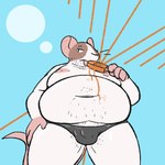 anthro belly big_belly brown_body bulge clothing food male moobs navel nipples overweight popsicle popsicle_melting solo tongue tongue_out underwear white_body ambergate danny_fleck mammal mouse murid murine rodent 1:1 2024