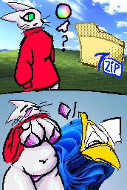 anthro belly big_breasts big_butt breasts butt clothing female hoodie lingerie overweight overweight_anthro overweight_female red_clothing red_hoodie red_topwear slightly_chubby slightly_chubby_anthro slightly_chubby_female solo topwear undressing white_body not_for_bread 7-zip bliss_(image) microsoft microsoft_windows windows_11 windows_xp winrar felid feline mammal hi_res
