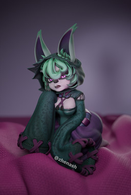 animal_ears animal_nose areola areola_slip black_lipstick black_nose bottom_heavy bottomwear breasts cleavage clothed clothing eyelashes feet female freckled_face freckles front_view fur green_clothing green_hair green_hoodie green_topwear grey_body grey_fur hair hoodie inner_ear_fluff kneeling lipstick long_sleeves looking_at_viewer makeup oversized_bottomwear oversized_clothing oversized_pants pants pupils purple_areola purple_bottomwear purple_clothing purple_eyes purple_pants short_hair slit_pupils solo topwear tuft zhenash league_of_legends riot_games tencent vex_(lol) humanoid yordle 3d_(artwork) digital_media_(artwork) hi_res