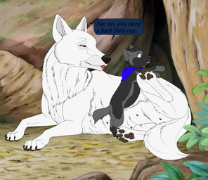 bath blep duo female feral feral_on_feral kerchief male neckerchief neckwear tail teats text tongue tongue_bath tongue_out young young_feral young_male backlash91 conditional_dnp the_jungle_book fan_character raksha_(jungle_book) canid canine canis mammal wolf 2023 absurd_res english_text hi_res mother_(lore) mother_and_child_(lore) mother_and_son_(lore) parent_(lore) parent_and_child_(lore) parent_and_son_(lore) son_(lore)