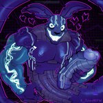 anthro big_penis black_nose genitals glitch glowing glowing_eyes glowing_teeth grin heart_symbol looking_at_viewer machine male muscular muscular_anthro muscular_male outline pecs penis penis_grab purple_outline smile teeth virus kiddie_jukes five_nights_at_freddy's five_nights_at_freddy's:_security_breach five_nights_at_freddy's:_security_breach_ruin scottgames steel_wool_studios mxes_(fnaf) digital_creature lagomorph leporid mammal rabbit robot 1:1 absurd_res artist_name digital_media_(artwork) hi_res shaded watermark