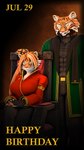 anthro beard black_stripes breasts chair clothed clothed_anthro clothed_female clothed_male clothing coat duo facial_hair female fingerless_gloves fur furniture gloves hair handwear happy_birthday highlights_(coloring) male mature_anthro mature_male multicolored_body multicolored_fur on_chair orange_body orange_fur orange_hair pink_nose sitting sitting_on_chair smile striped_body striped_fur stripes text topwear two_tone_body two_tone_fur white_body white_fur white_highlights petruz petruz_(copyright) jun_(petruz) zang_(petruz) felid mammal pantherine tiger 2024 3d_(artwork) 9:16 digital_media_(artwork) english_text hi_res source_filmmaker_(artwork) daughter_(lore) father_(lore) father_and_child_(lore) father_and_daughter_(lore) parent_(lore) parent_and_child_(lore) parent_and_daughter_(lore)