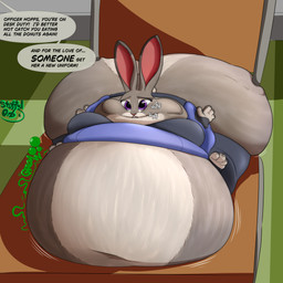 anthro belly belly_overhang big_belly big_breasts big_butt big_cheeks black_bottomwear black_clothing black_eyebrows black_pants black_topwear black_vest blobby blue_clothing blue_shirt blue_topwear bottomwear breasts breath butt butt_squish chubby_cheeks clothed clothing eyebrows female female_anthro grey_body grey_ears groan groaning_belly huge_belly huge_breasts huge_butt huge_cheeks hyper hyper_belly hyper_butt hyper_cheeks immobile inside morbidly_obese morbidly_obese_anthro morbidly_obese_female motion_lines multicolored_body navel obese obese_anthro obese_female onomatopoeia overweight overweight_anthro overweight_female pants pink_inner_ear pink_nose purple_eyes rumbling_stomach shirt sitting solo sound_effects squish text topwear two_tone_body vest weight_gain white_body stuffedorb disney zootopia judy_hopps european_rabbit lagomorph leporid mammal oryctolagus rabbit 1:1 2026 absurd_res colored digital_media_(artwork) english_text hi_res shaded signature