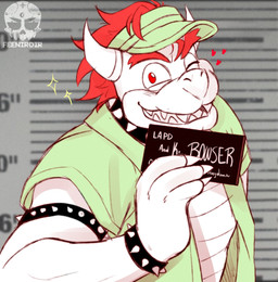 4_fingers anthro armband bent_arm black_armband black_bracelet black_collar blurred_background blush blush_lines bracelet chart claws clothed clothed_anthro clothed_male clothing collar eyebrows finger_claws fingers green_clothing green_headwear green_shirt green_topwear green_visor green_visor_cap hair hat headgear headwear heart_symbol height_chart holding_object holding_sign horn inside jewelry king lidded_eyes logo looking_at_viewer male no_pupils number open_clothing open_mouth open_shirt open_smile open_topwear red_eyebrows red_eyes red_hair royalty scales sharp_teeth shell-less shirt short_hair sign smile smiling_at_viewer solo sparkles spiked_armband spiked_bracelet spiked_collar spikes teeth text thick_eyebrows tongue topwear visor_cap white_body white_claws white_horn white_scales white_tongue feeniroir barbie_(film) barbie_and_ken_mugshot_meme mario_bros nintendo bowser koopa scalie 2023 artist_logo artist_name character_name digital_drawing_(artwork) digital_media_(artwork) english_description hi_res meme partially_colored shaded