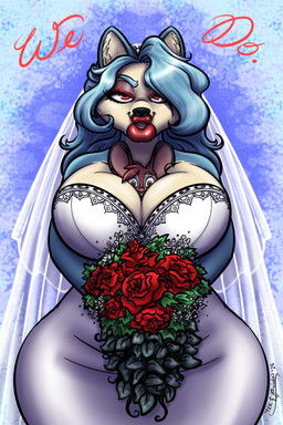 anthro between_breasts breast_squish breasts clothed clothing dominant dominant_female dress duo female forced forced_wedding fur lipstick makeup male male/female sharing_clothing simple_background size_difference smile squish submissive submissive_male wedding wedding_dress wedding_veil tekandprieda_(artist) the_rune_tapper neon_(neonnnzz) tek_(tekandprieda) canid canine fox mammal murid murine rat rodent 2:3 digital_media_(artwork) hi_res story_at_source