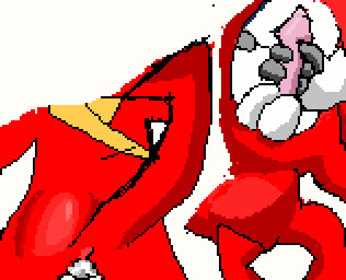 3_fingers anthro armor backsack balls belly butt butt_focus clothing curling_tail fingers flag flag_(object) front_view genitals glistening gloves handwear holding_flag holding_object male masturbation penis penis_grab pointed_tail raised_tail rear_view red_body scarf sitting solo standing tail shoutylogan_(artist) bandai_namco digimon digimon_xros_wars digimon_(species) scalie shoutmon shoutmon_(king_ver.) digital_media_(artwork) low_res pixel_(artwork)