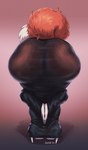 anthro big_butt butt clasped_hands clothed clothing dipstick_tail female fluffy fluffy_tail footwear gradient_background high_heels huge_butt markings nun nun_habit religious_clothing shoes simple_background solo tail tail_markings thick_thighs translucent translucent_clothing wide_hips jindragowolf praise_da_booty_(meme) edith_bellbottom canid canine fox mammal 2024 digital_media_(artwork) hi_res signature