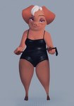 anthro bedroom_eyes dominatrix eyeshadow female fingers grey_hair hair hooved_fingers hooves makeup narrowed_eyes riding_crop seductive simple_background solo thick_thighs unguligrade whip wide_hips qupostuv35 disney zootopia mayor_swinton domestic_pig mammal suid suina sus_(pig)