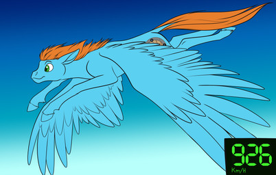 ambiguous_gender blue_body blue_fur blue_hooves blue_wings cutie_mark digital_display feathered_wings feathers feral fetlocks flying fur green_eyes hooves mane metric_unit midair orange_mane orange_tail quadruped sky_blue_body sky_blue_fur solo tail text wings foxenawolf hasbro my_little_pony mythology cardinal_shield_(swordfox) james_carter_(swordfox) equid equine mammal mythological_creature mythological_equine pegasus 2026 absurd_res hi_res