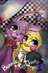 2:3 animatronic anthro avian beak bird bonnie_(fnaf) bow_(feature) bow_tie breasts chicken clothing comic crazy-matroskin55 duo female five_nights_at_freddy's five_nights_at_freddy's_2 galliform gallus_(genus) hi_res jacket lagomorph leporid machine male mammal one_eye_closed phasianid rabbit robot scottgames shirt smile topwear toy_bonnie_(fnaf) toy_chica_(fnaf) wink