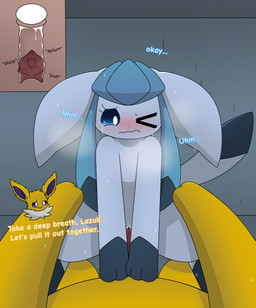 blue_body blue_eyes blush bodily_fluids butt butt_grab cervix color_coded_text cowgirl_position crystal cum cum_in_uterus cum_in_vagina cum_inside cutaway duo ears_down feet female female_feral female_on_top female_penetrated feral feral_on_feral feral_penetrated feral_penetrating feral_penetrating_feral feral_pov first_person_view from_front_position fur fur_markings genital_fluids genitals hand_on_butt hands_on_hips internal internal_vaginal looking_pleasured male male/female male_feral male_on_bottom male_penetrating male_penetrating_female male_pov markings o_< offscreen_male on_bottom on_top penetrating_pov penetration penile penile_penetration penis_in_vagina pivoted_ears pull_out purple_eyes reaction_shot sex smile steam straddling sweat sweatdrop tail tears text toes uterus vaginal vaginal_penetration vulva x-ray_view yellow_body eeveedream_(artist) eeveelution_squad nintendo pokemon lazuli_(eeveelution_squad) speed_(eeveelution_squad) canid canine eeveelution generation_1_pokemon generation_4_pokemon glaceon jolteon mammal pokemon_(species) absurd_res english_text hi_res