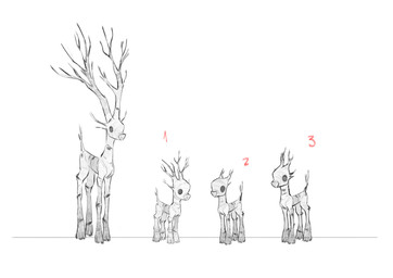 ambiguous_feral ambiguous_gender black_body black_horn black_tail feral horn markings plant quadruped size_difference solo tail white_body white_horn white_tail young unknown_artist swapped_(movie) birch_deer deer elemental_creature flora_fauna mammal hi_res model_sheet official_art