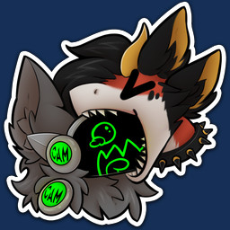anthro bite black_body black_fur black_hair body_hair c.a.m. chest_fur chest_hair chest_tuft collar cybernetics digitigrade duo fluffy fluffy_ears fluffy_hair fur glowing glowing_body glowing_eyes green_body green_eyes grey_body grey_fur grey_hair hair horn machine male metal metallic_body military multicolored_body multicolored_fur multicolored_hair neck_tuft orange_body orange_fur orange_hair prosthetic protogen_armor protogen_face protogen_visor protogenized robotic screen screen_face simple_background soldier special_forces spiked_collar spikes sticker teeth tuft warrior white_body white_fur white_hair arcanelynx mythology cane9 yuri_chacal canid canine canis dragon jackal mammal mythological_creature mythological_scalie nardoragon protogen scalie 1:1 alpha_channel colored digital_drawing_(artwork) digital_media_(artwork) english_description headshot_portrait hi_res portrait male_(lore)
