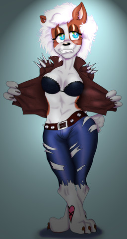 alternative_fashion anthro bottomwear bra clothing denim denim_bottomwear denim_clothing female jeans pants punk solo teasing torn_bottomwear torn_clothing torn_jeans torn_pants underwear nytrodioxide canid canine mammal absurd_res hi_res