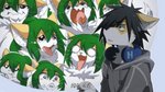 anthro black_hair bodily_fluids clothing countershading electronics female green_hair hair headphones kemono male tears text tongue tongue_out sollyz crying_cat konosuba:_god's_blessing_on_this_wonderful_world! aqua_(konosuba) haruz sundyz canid canine canis domestic_cat domestic_dog felid feline felis mammal 16:9 english_text meme widescreen