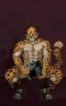 abs anthro biceps fur male muscular muscular_anthro muscular_male nipples pecs simple_background solo standing ainro cheetah felid feline mammal 5:8 hi_res