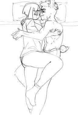 anthro cuddling duo female jester male male/female anonymous_artist glitch_productions the_amazing_digital_circus jax_(tadc) pomni_(tadc) humanoid lagomorph leporid mammal rabbit