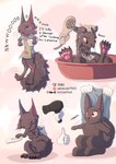 anthro bath bathing bottomless bottomless_female clothed clothing disembodied_hand female fluffy nude red_eyes showering text ttux3 khulico_(ttux3) mammal rodent sciurid tree_squirrel english_text hi_res url