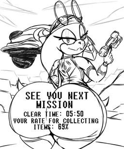alternate_costume anthro bedroom_eyes big_breasts big_butt bottom_heavy breasts bubble_butt butt eyewear eyewear_on_head female gameplay_mechanics huge_butt laser_gun looking_at_viewer looking_back looking_back_at_viewer narrowed_eyes non-mammal_breasts pear-shaped_figure ranged_weapon score score_overlay seductive small_breasts solo spacecraft sunglasses sunglasses_on_head text thick_thighs vehicle weapon wide_hips zero_suit ultimateshadow metroid nintendo sega sonic_riders sonic_the_hedgehog_(series) wave_the_swallow avian bird hirundinid oscine passerine swallow_(bird) 2025 5:6 absurd_res crossover english_text hi_res monochrome