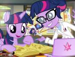 book clothing coat computer duo electronics eyewear feathered_wings feathers female feral glasses horn lab_coat laptop square_crossover topwear wings pixelkitties batman_(series) cartoon_network dc_comics equestria_girls friendship_is_magic hasbro my_little_pony mythology nickelodeon powerpuff_girls teen_titans the_fairly_oddparents bubbles_(powerpuff_girls) harley_quinn raven_(dc) timmy_turner twilight_sparkle_(eg) twilight_sparkle_(mlp) equid equine human mammal mythological_creature mythological_equine winged_unicorn 2016 crossover