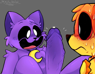 anthro bodily_fluids cum duo fur genital_fluids genitals humanoid_genitalia humanoid_penis male penis smile vein veiny_penis lubererthedog if_it's_too_much_you_don't_(meme) mob_entertainment poppy_playtime smiling_critters catnap_(poppy_playtime) dogday_(poppy_playtime) canid canine canis domestic_cat domestic_dog felid feline felis mammal digital_media_(artwork) hi_res