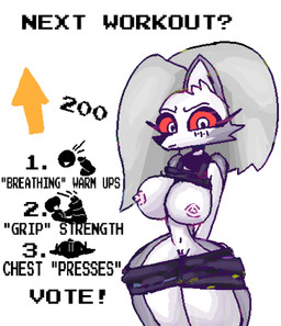 anthro big_breasts biped blush blush_lines bottomwear bottomwear_down breasts clothed clothing eyelashes female genitals grey_body grey_hair hair huge_breasts huge_thighs hyper hyper_thighs inner_ear_fluff long_eyelashes long_hair navel partially_clothed red_sclera shorts shorts_down small_nipples small_waist solo sports_bra_lift thick_thighs topwear_lift tuft upvote vulva wasp_waist ok-pace-9424 hellaverse helluva_boss mythology loona_(helluva_boss) canid canid_demon canine demon hellhound mammal mythological_canine mythological_creature 2025 hi_res
