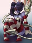 big_breasts breasts cleavage clothed clothing duo female legwear thigh_highs lyn_nyl skullgirls leviathan_(skullgirls) squigly chimera humanoid undead zombie 3:4 hi_res