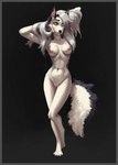 anthro border breasts female genitals grey_border hair nipples nude pose pussy solo erich_maler helluva_boss mythology loona_(helluva_boss) canid canid_demon canine demon hellhound mammal mythological_canine mythological_creature absurd_res hi_res