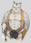 abs anthro big_muscles biped clothed clothing fur male muscular muscular_anthro muscular_male pecs simple_background solo rpbbw felid mammal cel_shading digital_media_(artwork) shaded sketch