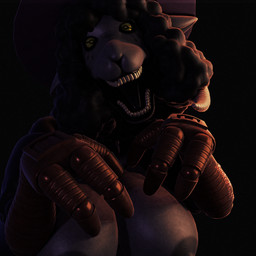 anthro big_breasts breasts clothing collar female hair hat headgear headwear looking_at_viewer nipples nude pose simple_background smile solo spiked_collar spikes standing teeth text thick_thighs topwear wide_hips witch_hat smokedsoul35 the_walten_files rachel_waterman_(the_walten_files) sheep_witch_(twf) bovid caprine mammal sheep 1:1 3d_(artwork) digital_media_(artwork)