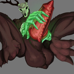 3_toes antlers balls bone erection feet fur genitals grey_background hollow_eyes horn knot looking_at_viewer male penis red_penis simple_background skull skull_head toes deader american_mythology indigenous_north_american_mythology mythology north_american_mythology wendigo absurd_res digital_drawing_(artwork) digital_media_(artwork) hi_res