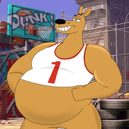 anthro belly big_belly clothing fist hand_on_belly looking_at_viewer male muscular number number_on_clothing number_on_tank_top number_on_topwear shirt smug smug_face smug_grin solo tank_top topwear wolfox90210 nickelodeon the_loud_house crikey_(the_loud_house) kangaroo macropod mammal marsupial red_kangaroo 1:1 2026 hi_res